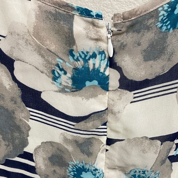 Maison Jules Blue Floral Stripe Fit & Flare Dress Size Small - Picture 7 of 13